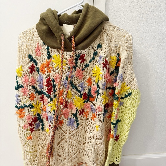 free people floral sweater hoodie NEW WITH TAGS! - Picture 4 of 4